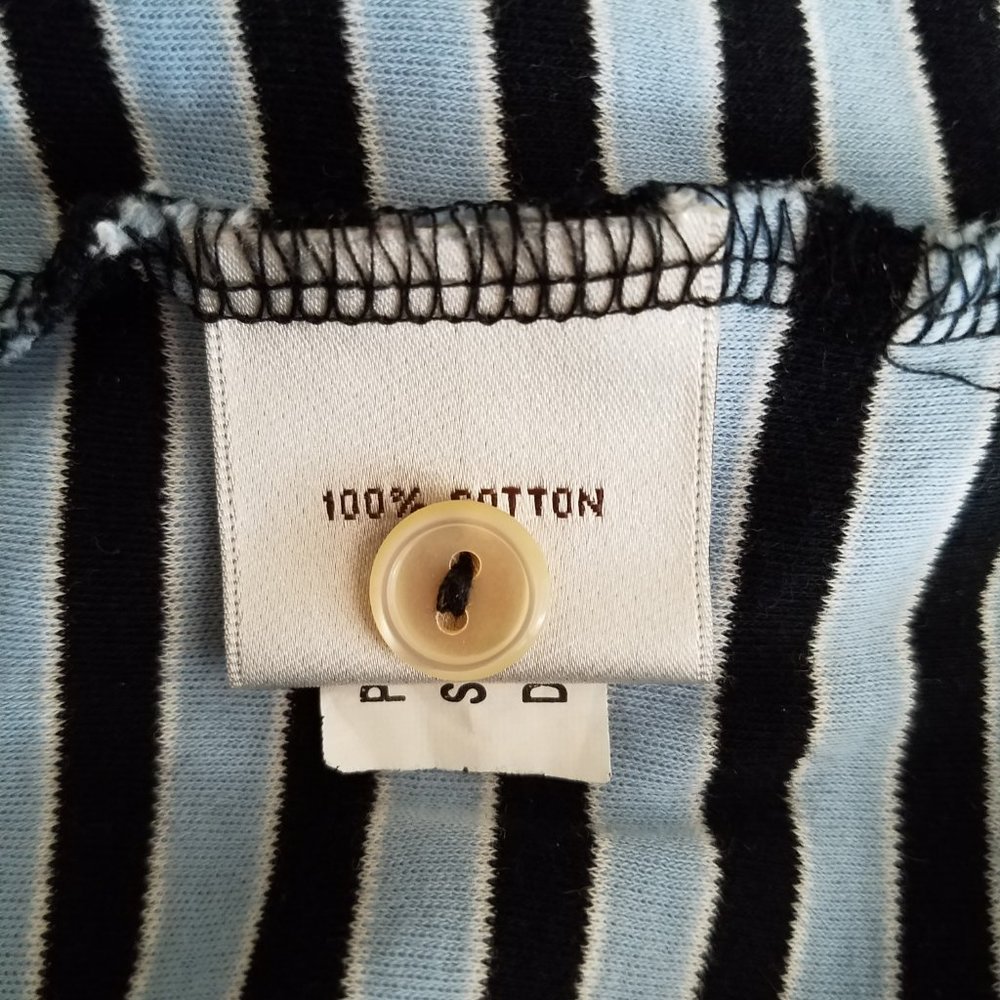 Peter Millar Shirt Mens Golf Polo Large Crown Black/Blue Stripe Pocket EUC - Picture 6 of 8